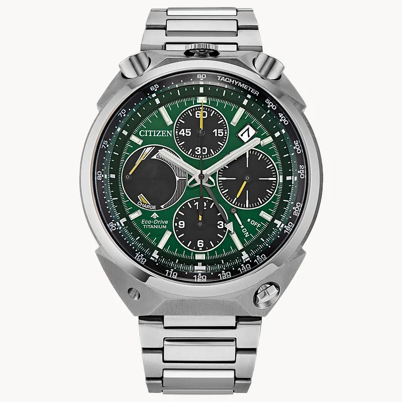 Promaster Tsuno Chrono Racer Green Dial Super Titanium Bracelet Promaster Tsuno Chrono Racer Green Dial Super Titanium Bracelet